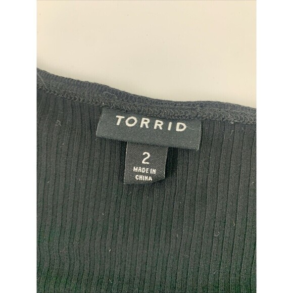 Torrid Mini Foxy Rib Fit And Flare Dress Black V-Neck Stretch 40836515 Womens 2X - Picture 7 of 11